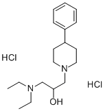 1-Piperidineethanol, alpha-((diethylamino)methyl)-4-phenyl-, dihydroch loride 结构式