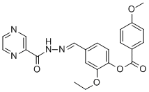 2-ETHOXY-4-(2-(2-PYRAZINYLCARBONYL)CARBOHYDRAZONOYL)PHENYL 4-METHOXYBENZOATE 化学構造式