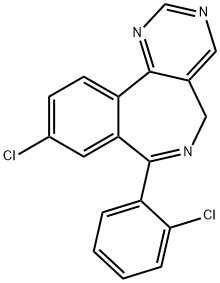 9-chloro-7-(2-chlorophenyl)-5H-pyrimido(5,4-d)(2)benzazepine Structure