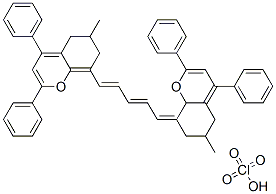 6-methyl-8-[5-(6-methyl-2,4-diphenyl-6,7-dihydro-5H-chromen-8-ylidene) penta-1,3-dienyl]-2,4-diphenyl-6,7-dihydro-5H-chromene perchlorate 结构式