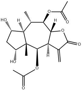 (3aS)-4β,9β-Diacetoxy-3a,4,4a,5,6,7,7aα,8,9,9aβ-decahydro-5α,7α-dihydroxy-4aβ,8α-dimethyl-3-methyleneazuleno[6,5-b]furan-2(3H)-one Structure
