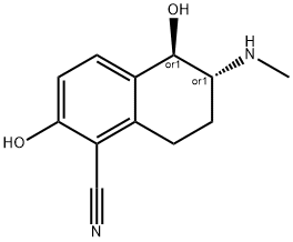 1-Naphthalenecarbonitrile, 5,6,7,8-tetrahydro-2,5-dihydroxy-6-(methylamino)-, trans- (9CI) Structure