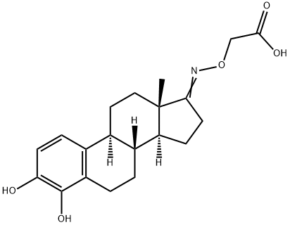 4-hydroxyestrone-17-(O-carboxymethyl)oxime Struktur