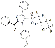 ((2S,3R)-4-(4-CHLORO-1,1,2,2,3,3,4,4-OCTAFLUOROBUTYLSULFONYL)-3-(4-METHOXYPHENYL)-5-PHENYL-2,3-DIHYDROFURAN-2-YL)(PHENYL)METHANONE 化学構造式