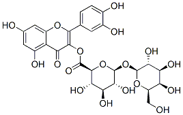 beta-D-Glucopyranosiduronic acid, 2-(3,4-dihydroxyphenyl)-5,7-dihydrox y-4-oxo-4H-1-benzopyran-3-yl O-beta-D-galactopyranosyl- 化学構造式