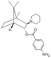 1,7,7-Trimethyl-2-exo-piperidinobicyclo(2.2.1)heptan-3-endo-ol p-amino benzoate (ester) 化学構造式