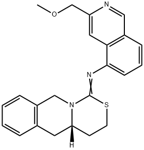 5-Isoquinolinamine, 3-(methoxymethyl)-N-(4,4a,5,10-tetrahydro-1H,3H-(1 ,3)thiazino(3,4-b)isoquinolin-1-ylidene)-, (+-)- Struktur