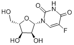 5-氟-1-BETA-L-呋喃核糖基-2,4(1H,3H)-嘧啶二酮 结构式