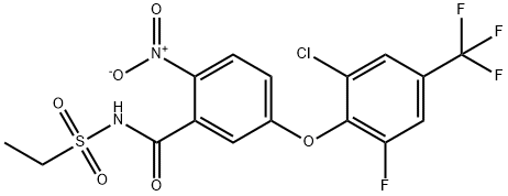 5-[2-chloro-6-fluoro-4-(trifluoromethyl)phenoxy]-N-ethylsulfonyl-2-nit ro-benzamide Struktur