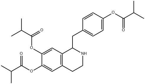 Propanoic  acid,  2-methyl-,  1,2,3,4-tetrahydro-1-[[4-(2-methyl-1-oxopropoxy)phenyl]methyl]-6,7-isoquinolinediyl  ester  (9CI) Structure