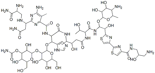 13-[(4-アミノ-4,6-ジデオキシ-α-L-タロピラノシル)オキシ]-N1-(3-アミノ-2-ヒドロキシプロピル)-19-デメチル-12-ヒドロキシブレオマイシンアミド 化学構造式