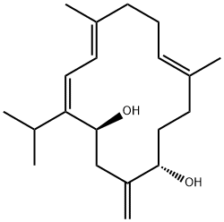 8,12-Dimethyl-2-methylene-5-isopropyl-5,7,11-cyclotetradecatriene-1,4-diol 结构式