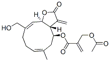 2-Acetoxymethylpropenoic acid (3aR,4S,6E,10Z,11aR)-2,3,3a,4,5,8,9,11a-octahydro-10-hydroxymethyl-6-methyl-3-methylene-2-oxocyclodeca[b]furan-4-yl ester Struktur