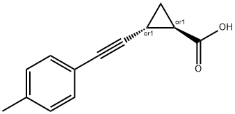 Cyclopropanecarboxylic acid, 2-[(4-methylphenyl)ethynyl]-, trans- (9CI) Structure