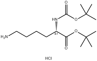 (S)-tert-Butyl 6-amino-2-((tert-butoxycarbonyl)amino)hexanoate hydrochloride 化学構造式