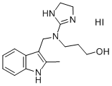 1-Propanol, 3-(N-(2-imidazolin-2-yl)-N-(2-methyl-3-indolylmethyl)amino )-, hydriodide 结构式