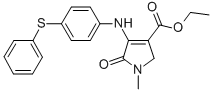 1H-Pyrrole-3-carboxylic acid, 2,5-dihydro-1-methyl-5-oxo-4-((4-(phenyl thio)phenyl)amino)-, ethyl ester Struktur