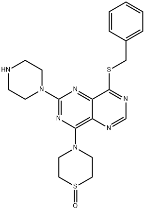 Pyrimido(5,4-d)pyrimidine, 8-((phenylmethyl)thio)-2-(1-piperazinyl)-4- (4-thiomorpholinyl)-, S-oxide 结构式