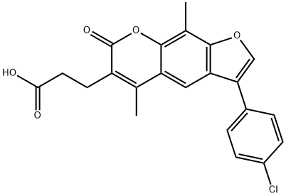 3-[3-(4-chlorophenyl)-5,9-dimethyl-7-oxo-pyrano[5,6-f][1]benzoxol-6-yl]propanoic acid Structure