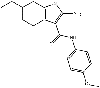 2-AMINO-6-ETHYL-N-(4-METHOXYPHENYL)-4,5,6,7-TETRAHYDRO-1-BENZOTHIOPHENE-3-CARBOXAMIDE Structure