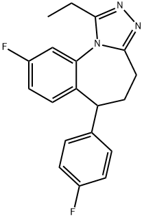 4H-(1,2,4)Triazolo(4,3-a)(1)benzazepine, 5,6-dihydro-1-ethyl-9-fluoro- 6-(4-fluorophenyl)- 化学構造式