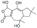 5,6,7,7a,8,9-ヘキサヒドロ-3,4,8-トリヒドロキシ-6,6,8-トリメチルアズレノ[5,6-c]フラン-1(3H)-オン 化学構造式