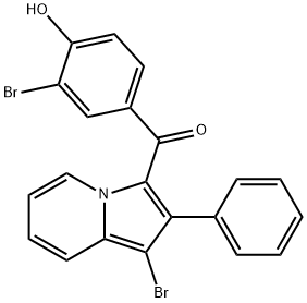(3-Bromo-4-hydroxyphenyl)(1-bromo-2-phenyl-3-indolizinyl)methanone 结构式