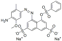 4-(4-Amino-5-methoxy-2-methylphenylazo)-5-phenylsulfonyloxy-2,7-naphthalenedisulfonic acid disodium salt Structure