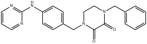 1-(Phenylmethyl)-4-((4-(2-pyrimidinylamino)phenyl)methyl)-2,3-piperazi nedione 结构式