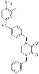 2,3-Piperazinedione, 1-(p-((5-amino-6-methyl-2-pyridyl)amino)benzyl)-4 -benzyl- Struktur