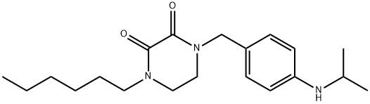 1-Hexyl-4-(p-(isopropylamino)benzyl)-2,3-piperazinedione 结构式