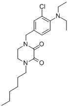 1-[3-クロロ-4-(ジエチルアミノ)ベンジル]-4-ヘキシル-2,3-ピペラジンジオン 化学構造式