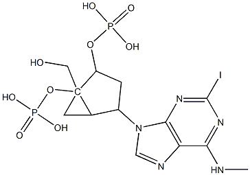 (1R,2S,4S,5S)-4-[2-IODO-6-(METHYLAMINO)-9H-PURIN-9-YL]-2-(PHOSPHONOOXY)BICYCLO[3.1.0]HEXANE-1-METHANOL DIHYDROGEN PHOSPHATE ESTER TETRAAMMONIUM SALT Struktur