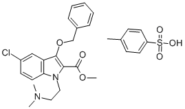 1-(beta-Dimethylaminoaethyl)-2-methoxycarbonyl-3-benzyloxy-5-chlor-ind ol-toluol-4-sulfonat Struktur