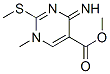 5-Pyrimidinecarboxylicacid,1,4-dihydro-4-imino-1-methyl-2-(methylthio)-,methylester(9CI) Structure