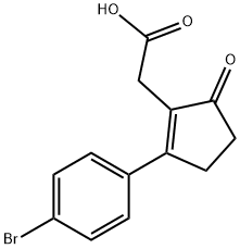 [2-(4-ブロモフェニル)-5-オキソシクロペント-1-エン-1-イル]酢酸 化学構造式