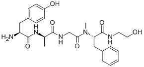 L-酪氨酰-D-丙氨酰甘氨酰-N-(2-羟基乙基)-NALPHA-甲基-L-苯丙氨酰胺,78123-71-4,结构式