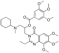Benzoic  acid,  3,4,5-trimethoxy-,  2-(cyclohexylmethylamino)-1-[(2-ethyl-6,7,8-trimethoxy-4-oxo-3(4H)-quinazolinyl)methyl]ethyl  ester 化学構造式