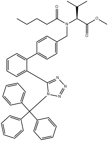 (S)-Methyl 3-methyl-2-(N-((2'-(1-trityl-1H-tetrazol-5-yl)-[1,1'-biphenyl]-4-yl)methyl)pentanamido Struktur