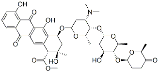 methyl (1R,2R,4S)-4-[(2S,4S,5S,6S)-4-dimethylamino-5-[(2S,4S,5R,6S)-4- hydroxy-6-methyl-5-[(2S,6S)-6-methyl-5-oxo-oxan-2-yl]oxy-oxan-2-yl]oxy -6-methyl-oxan-2-yl]oxy-2,5,7-trihydroxy-2-methyl-6,11-dioxo-3,4-dihyd ro-1H-tetracene-1-carboxylate Struktur
