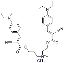 [2-[[2-cyano-3-[4-(diethylamino)phenyl]-1-oxoallyl]oxy]ethyl][3-[[2-cyano-3-[4-(diethylamino)phenyl]-1-oxoallyl]oxy]propyl]dimethylammonium chloride  Structure