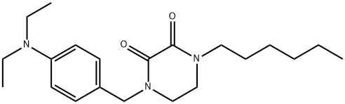 1-(4-diethylaminobenzyl)-4-n-hexyl-2,3-dioxopiperazine 化学構造式
