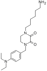 1-(6-Aminohexyl)-4-((4-(diethylamino)phenyl)methyl)-2,3-piperazinedion e Struktur
