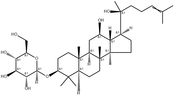 3β-(β-D-グルコピラノシルオキシ)ダンマラ-24-エン-12β,20-ジオール 化学構造式