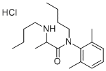 N-butyl-2-butylamino-N-(2,6-dimethylphenyl)propanamide hydrochloride 结构式