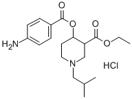 3-Carbethoxy-1-isobutyl-4-piperidyl p-aminobenzoate hydrochloride Struktur