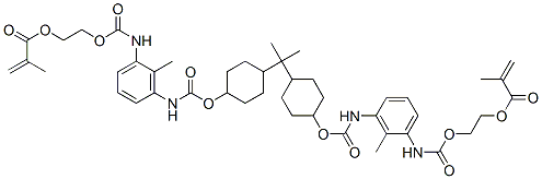 (1-methylethylidene)bis[4,1-cyclohexanediyloxycarbonylimino(methyl-3,1-phenylene)iminocarbonyloxy-2,1-ethanediyl] bismethacrylate 化学構造式