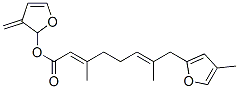 (2E,6E)-3,7-ジメチル-8-(4-メチル-2-フリル)オクタ-2,6-ジエン酸(2,3-ジヒドロ-3-メチレンフラン-2-イル) 化学構造式
