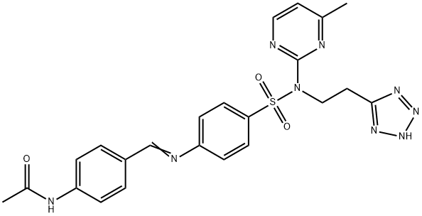 N-[4-[[[4-[[N-(4-Methyl-2-pyrimidinyl)-N-[2-(1H-tetrazol-5-yl)ethyl]amino]sulfonyl]phenyl]imino]methyl]phenyl]acetamide,78311-77-0,结构式