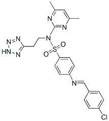 4-[(4-chlorophenyl)methylideneamino]-N-(4,6-dimethylpyrimidin-2-yl)-N- [2-(2H-tetrazol-5-yl)ethyl]benzenesulfonamide,78311-81-6,结构式